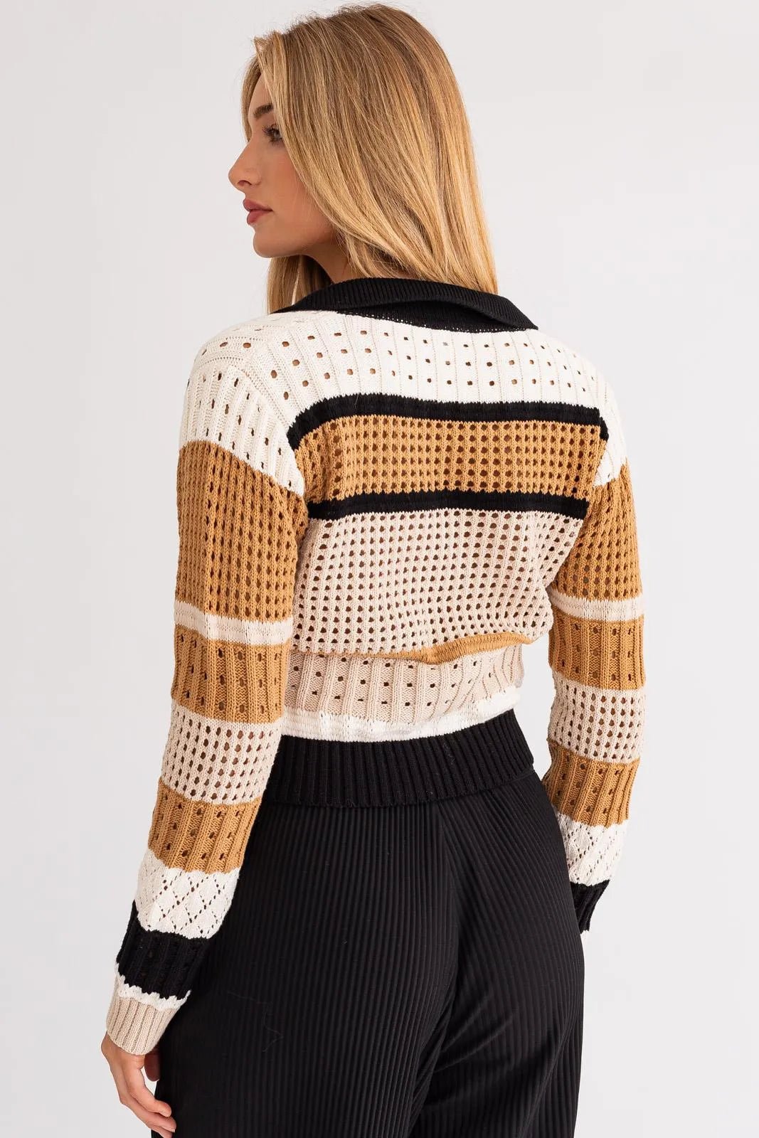 Pointelle Collared Sweater - Heritage - Boutique.com