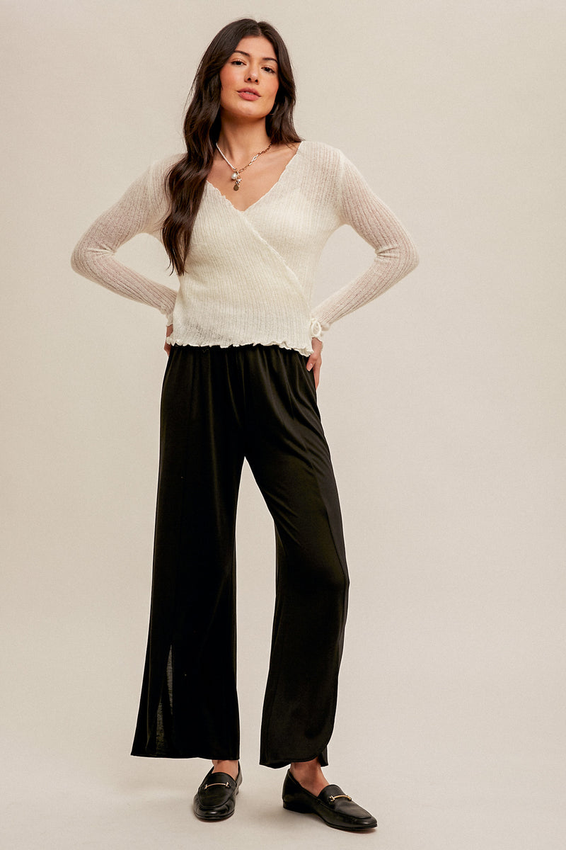 The Timeless Pointelle Wrap Top