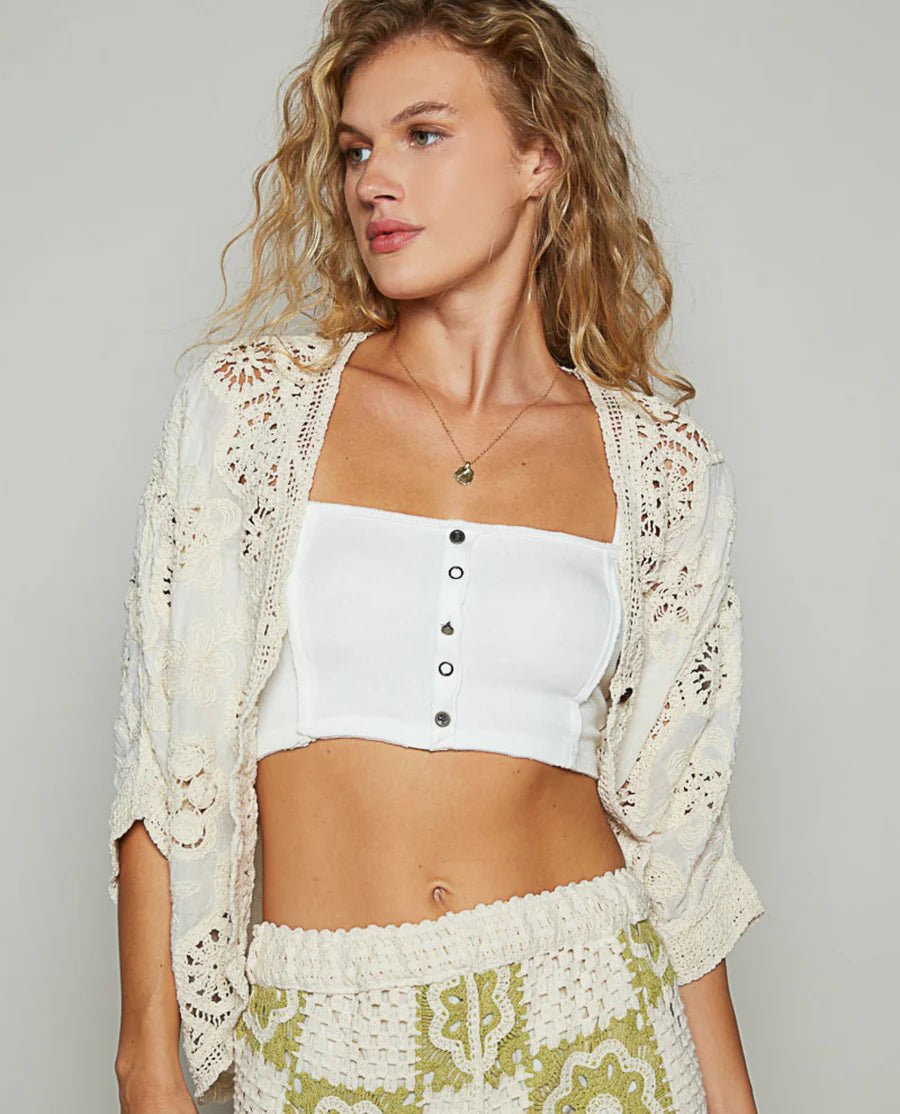 POL Crotchet Cardigan Top - Heritage - Boutique.com