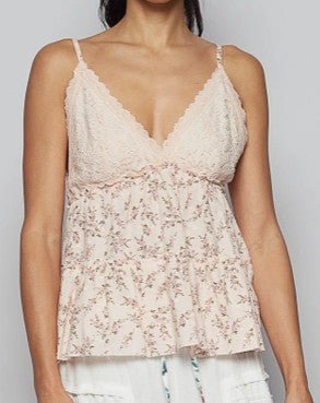 POL Floral and Lace Ruffle Print Cami - Heritage - Boutique.com