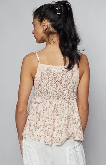 POL Floral and Lace Ruffle Print Cami - Heritage - Boutique.com
