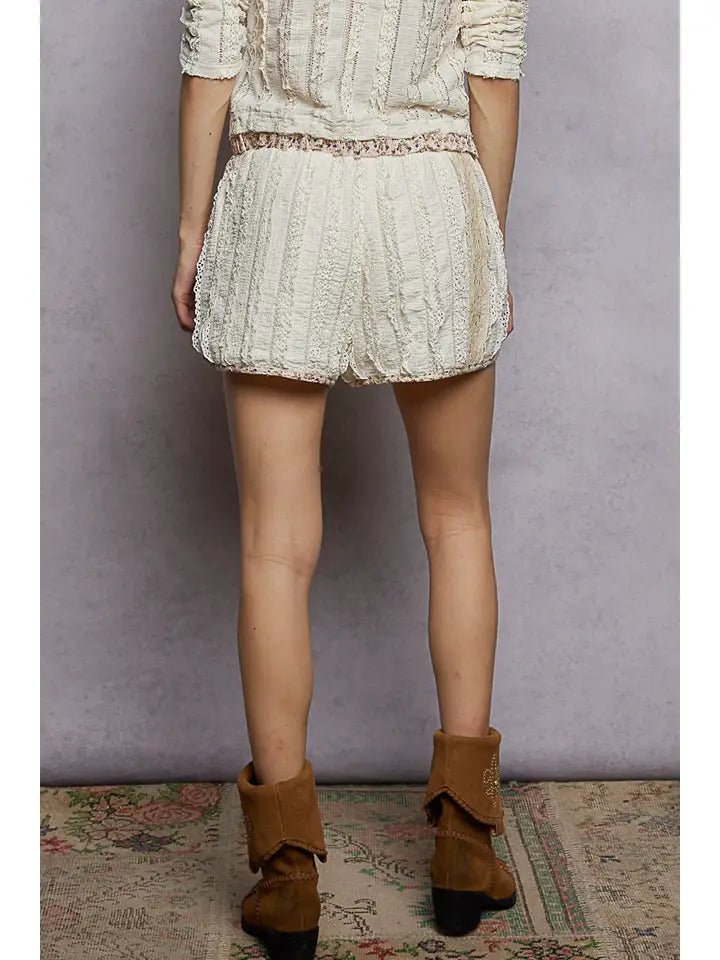 POL The Coastal Lace Patchwork Shorts - Heritage - Boutique.com