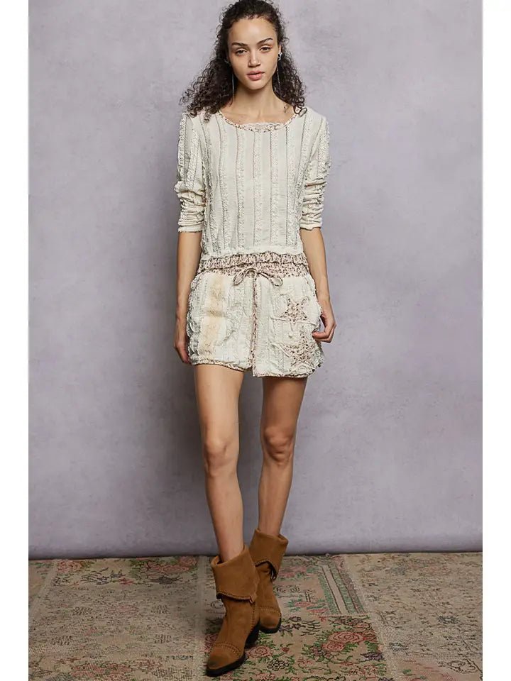 POL The Coastal Lace Patchwork Shorts - Heritage - Boutique.com