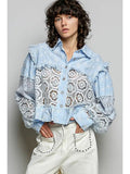 POL The Coastal Lace Patchwork Top - Heritage - Boutique.com
