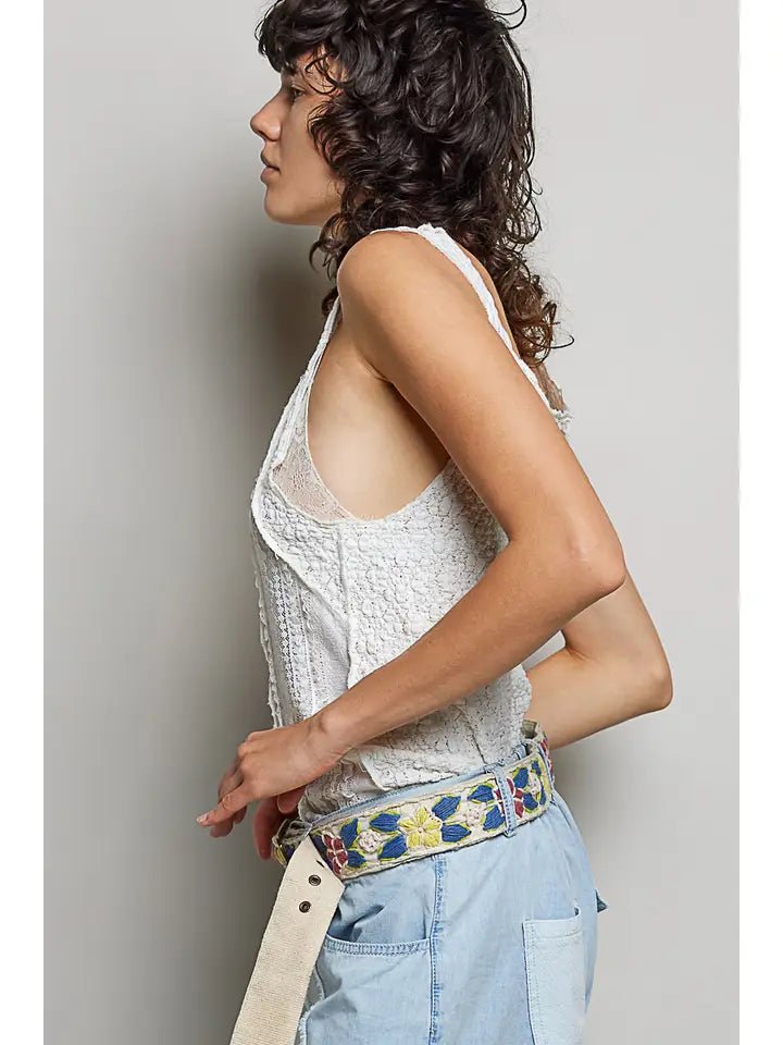 POL The Delicate Lace Essential Tank - Heritage - Boutique.com