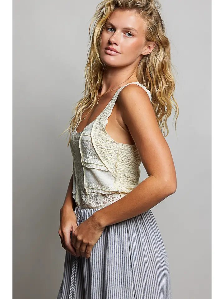 POL The Delicate Lace Essential Tank - Heritage - Boutique.com