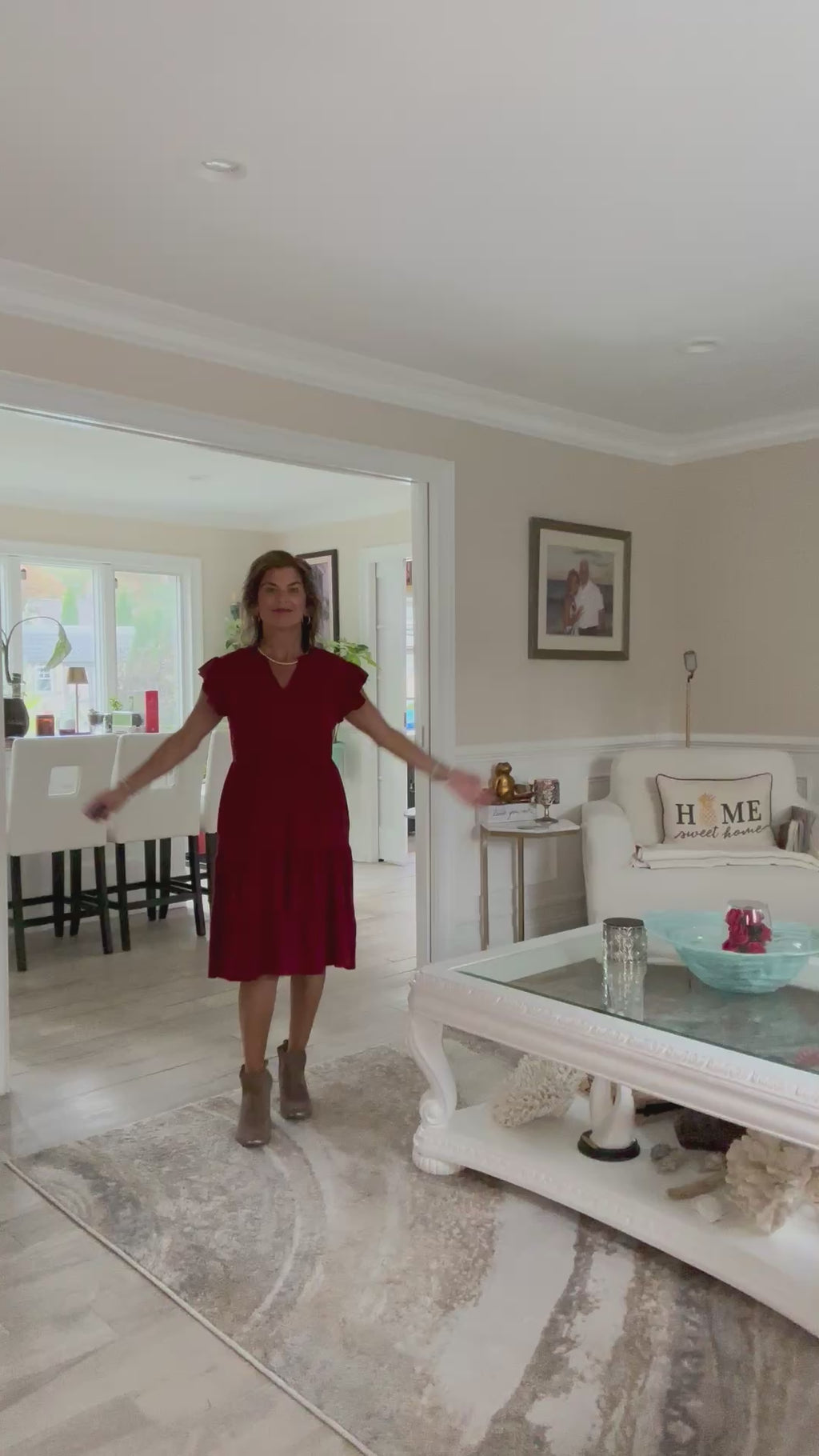 Wine-It-Up Ruffle Sleeve Red Dress