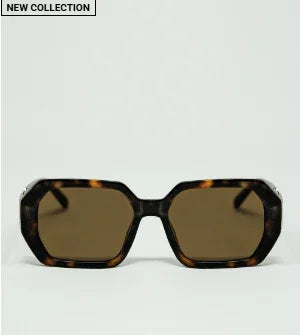 Q2 Diamond - Shaped Sunglasses with Gold Detail - Heritage - Boutique.com