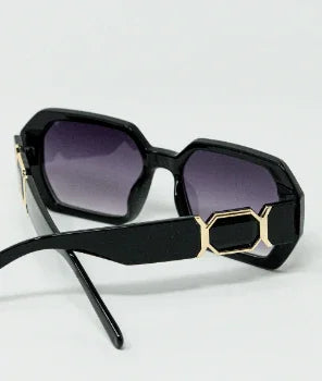 Q2 Diamond - Shaped Sunglasses with Gold Detail - Heritage - Boutique.com