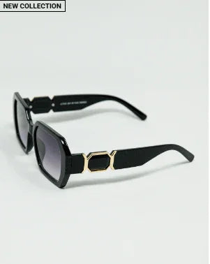 Q2 Diamond - Shaped Sunglasses with Gold Detail - Heritage - Boutique.com