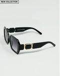 Q2 Diamond - Shaped Sunglasses with Gold Detail - Heritage - Boutique.com