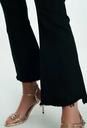 Q2 High Rise Raw Hem Flared Jeans - Heritage - Boutique.com