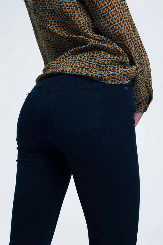 Q2 High Rise Raw Hem Flared Jeans - Heritage - Boutique.com