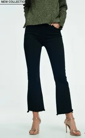 Q2 High Rise Raw Hem Flared Jeans - Heritage - Boutique.com