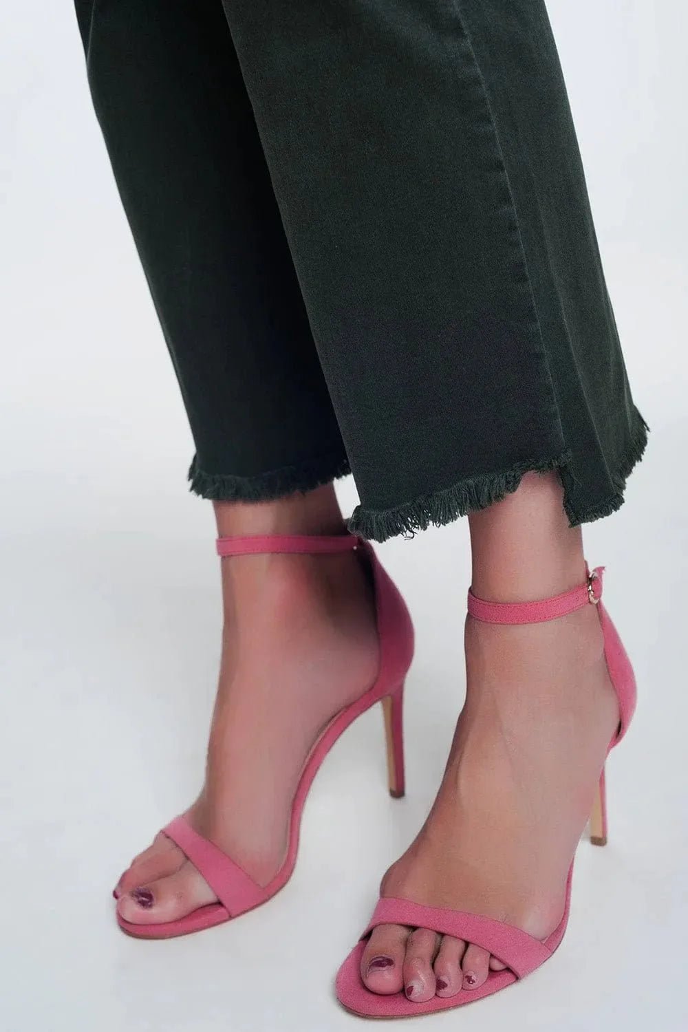 Q2 High Rise Raw Hem Flared Jeans - Heritage - Boutique.com