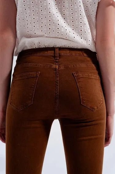 Q2 High Rise Raw Hem Flared Jeans - Heritage - Boutique.com