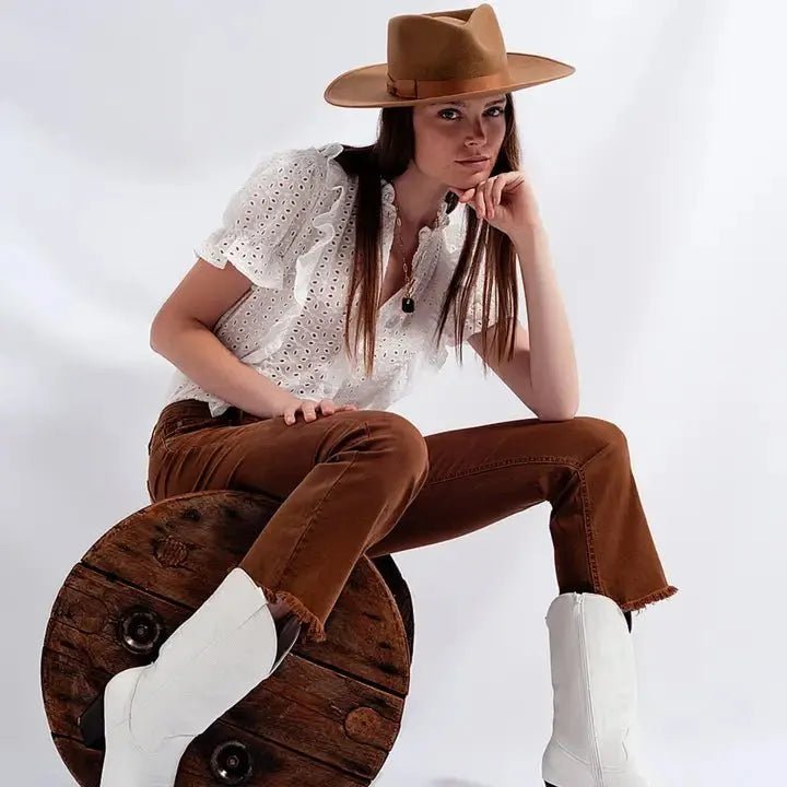 Q2 High Rise Raw Hem Flared Jeans - Heritage - Boutique.com