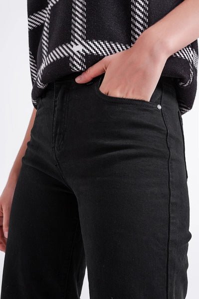 Q2 Onyx High-Rise Cropped Wide Leg Jeans - Heritage-Boutique.com