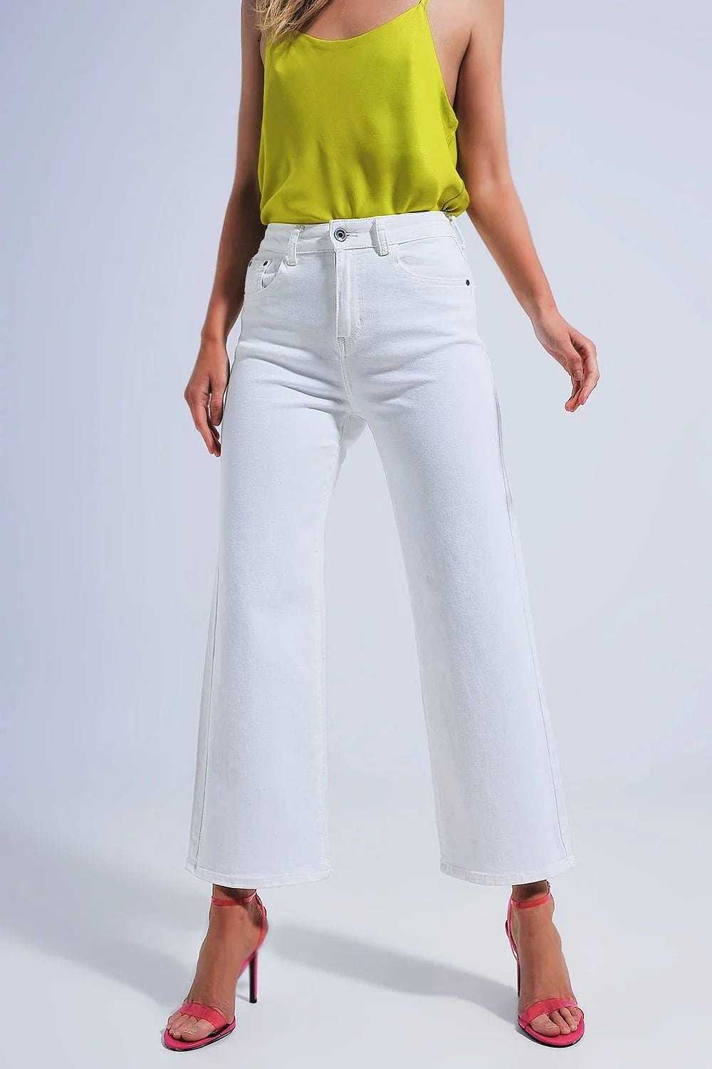 Q2 White Denim Straight Fit Jeans - Heritage - Boutique.com