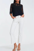 Q2 White Frayed Hem Wide Ankle Jeans - Heritage - Boutique.com