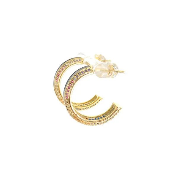 Raoul Multi Stone White Hoops Small - Heritage - Boutique.com