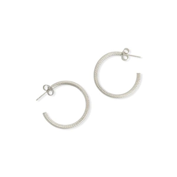 Silver Ribbed Water Resistant Earrings