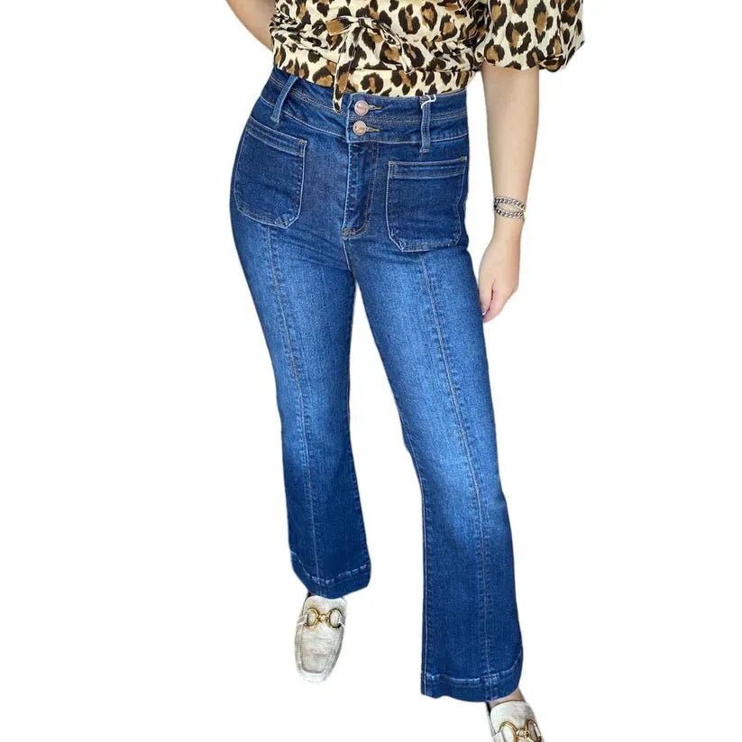 RISEN Double Waistband High Rise Bootcut Jeans - Heritage - Boutique.com