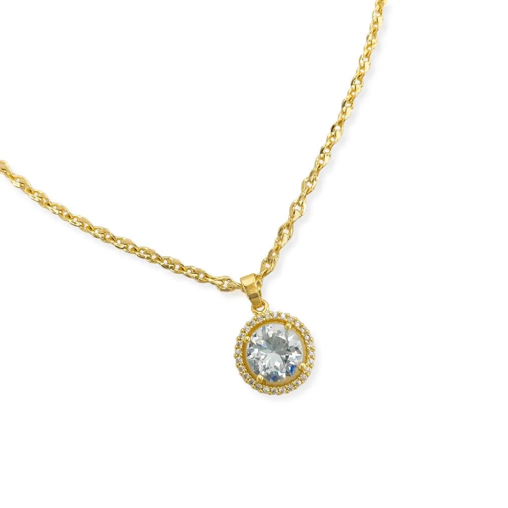 Round Brilliant Halo 18K Gold Pendant - Heritage - Boutique.com