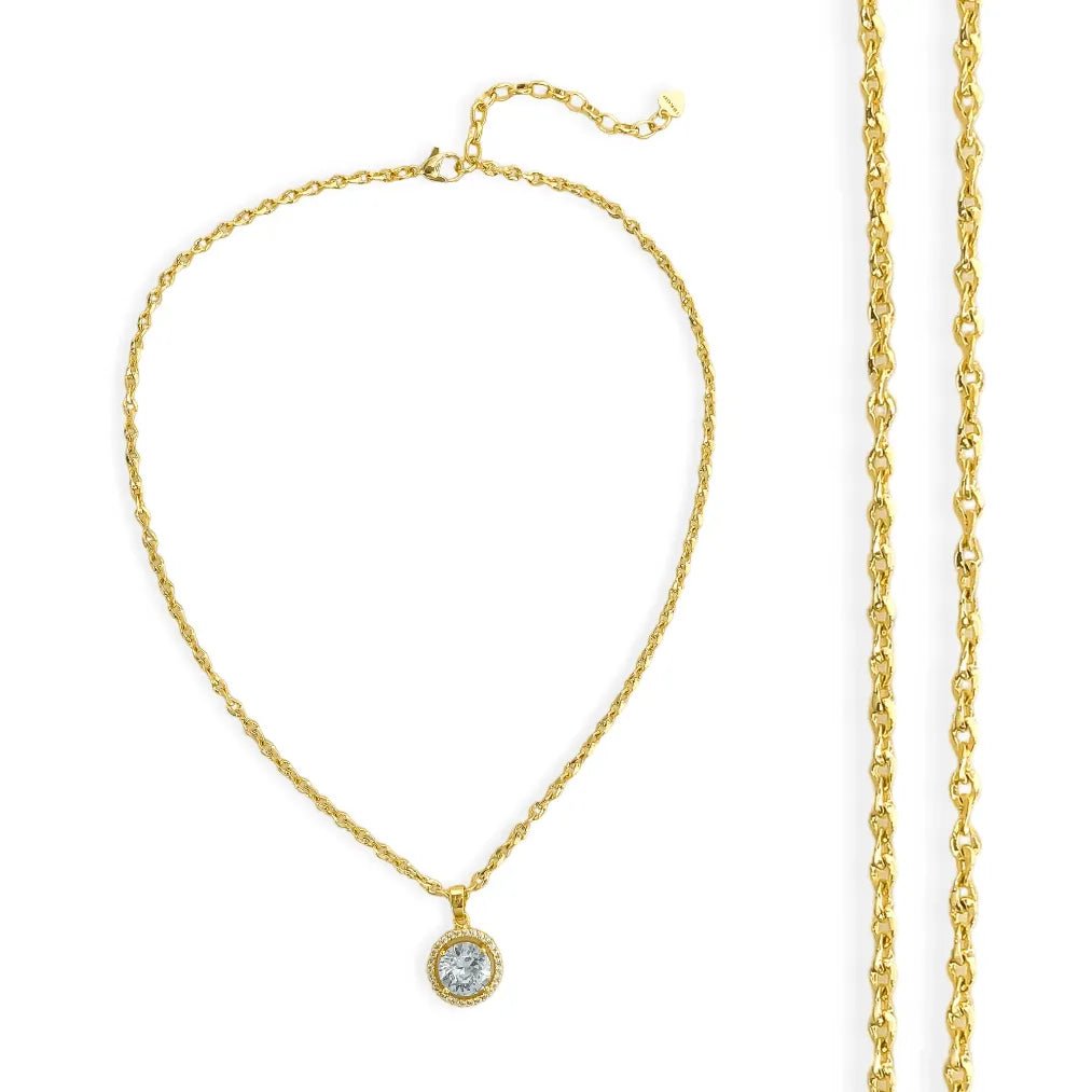 Round Brilliant Halo 18K Gold Pendant - Heritage - Boutique.com