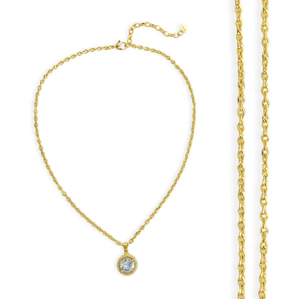 Round Brilliant Halo 18K Gold Pendant - Heritage-Boutique.com