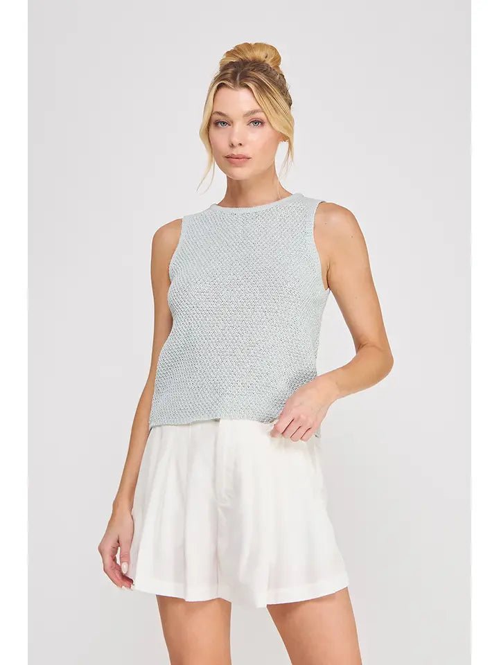 Shimmer Crew Neck Knit Tank - Heritage - Boutique.com