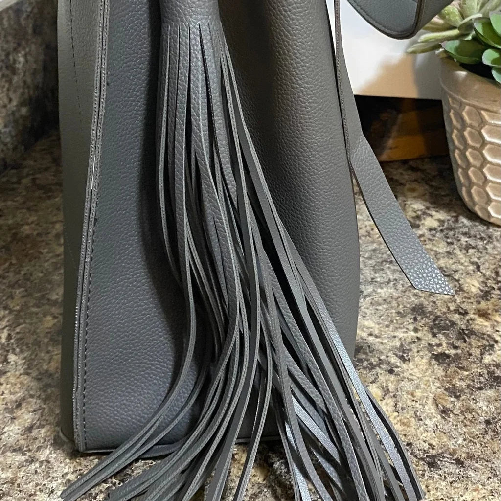 Katie Loxton Gray Braided Gray Bag with Side Tassel