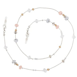 Silver Eyeglass Chain with Pink & White Charms - Heritage-Boutique.com