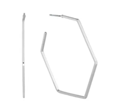 Silver Hexagon Earring - Heritage-Boutique.com