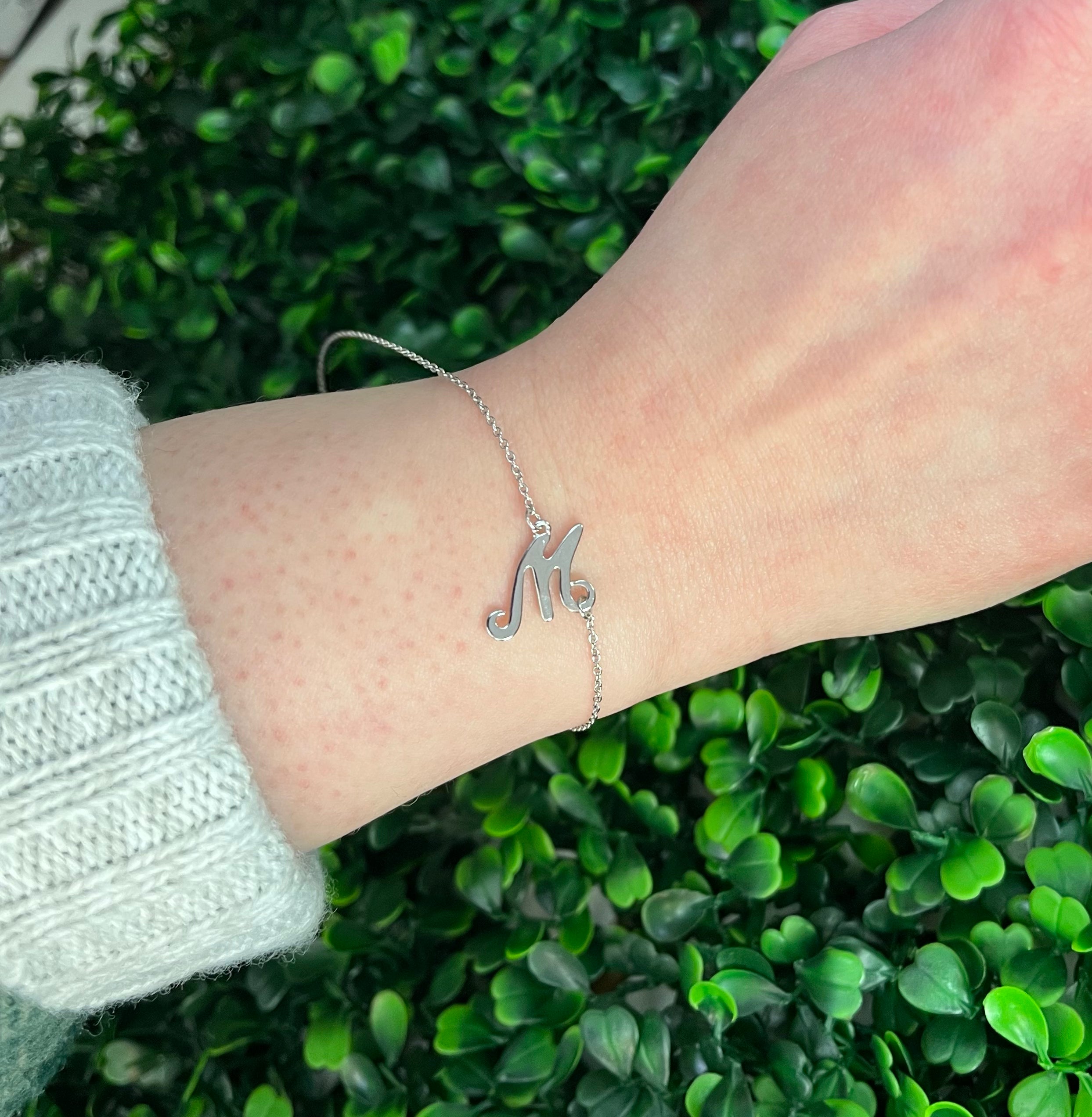 Silver "M" Script Bracelet - Heritage-Boutique.com