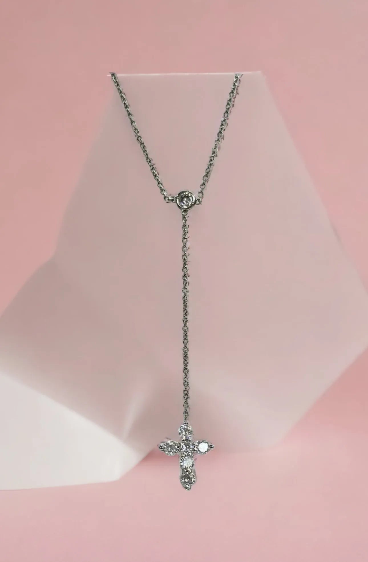 Silver Mini Y Drop Crystal Necklace - Heritage - Boutique.com
