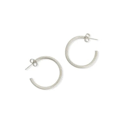 Silver Ribbed Water Resistant Earrings - Heritage-Boutique.com