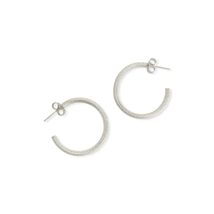 Silver Ribbed Water Resistant Earrings - Heritage-Boutique.com
