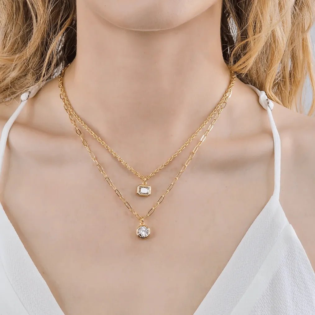 Silver Round Cubic Zirconia Paper Clip Chain Necklace - Heritage - Boutique.com