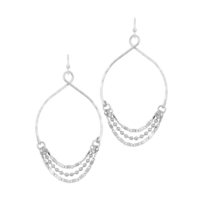 Silver Textured Chain Drop Earring