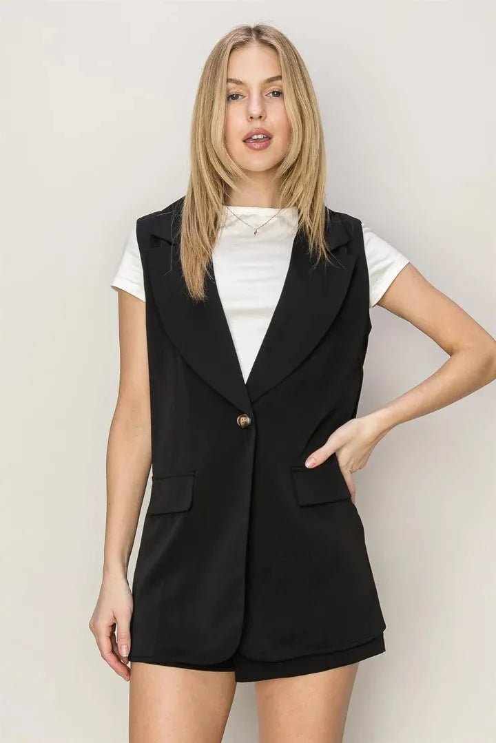Sleeveless Blazer and Shorts Set - Heritage - Boutique.com