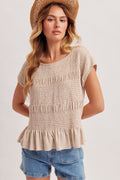 Smocked Boatneck Tiered Top - Heritage - Boutique.com