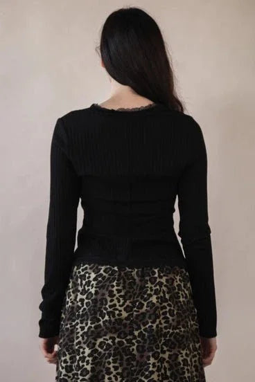 Soft Fitted Lace Trim Top - Heritage - Boutique.com