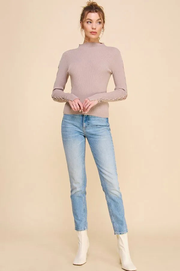 Soft Fitted Lace Up Long Sleeve - Heritage-Boutique.com