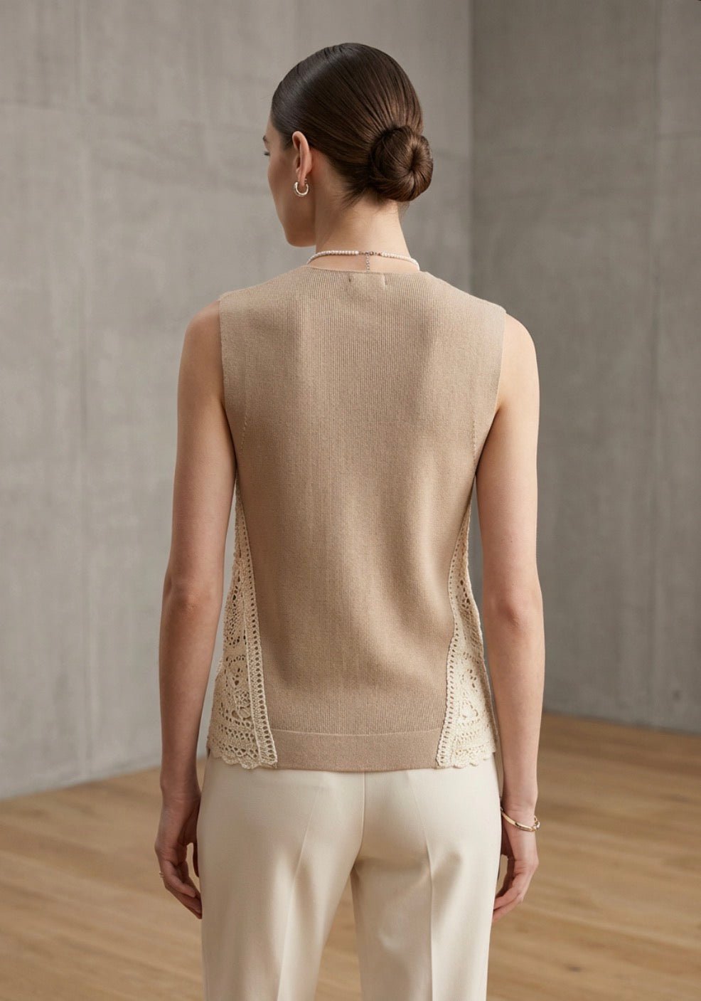 Soft Neutral Embroidered Vest Tie Front - Heritage - Boutique.com