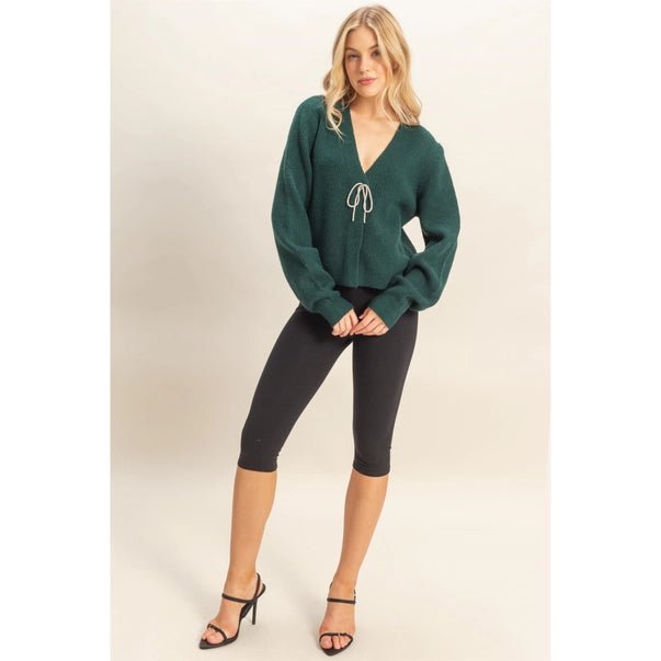 Sparkly Bow Embellished Cozy Cardigan - Heritage - Boutique.com