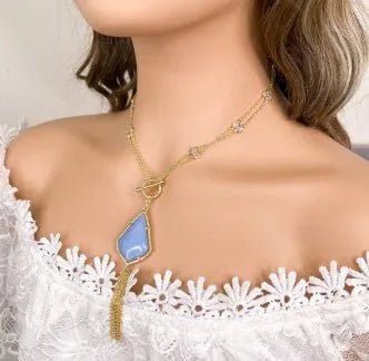 Stone and Diamond 2 Way Tassel Necklace - Heritage - Boutique.com