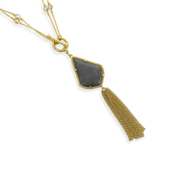 Stone and Diamond 2 Way Tassel Necklace - Heritage-Boutique.com