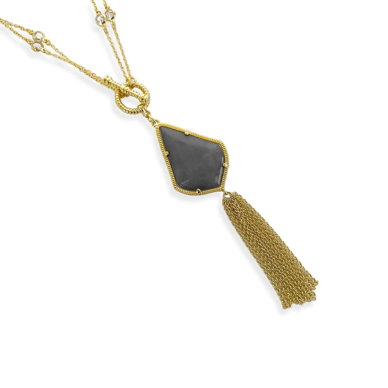 Stone and Diamond 2 Way Tassel Necklace - Heritage-Boutique.com