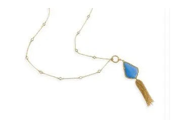 Stone and Diamond 2 Way Tassel Necklace - Heritage-Boutique.com